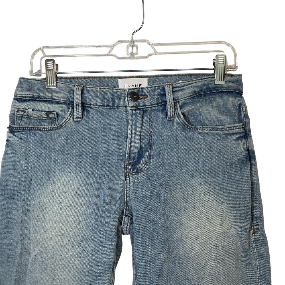 FRAME Denim Womens Blue Distressed Denim Jeans Size 25 Casual Everyday - Picture 2 of 9